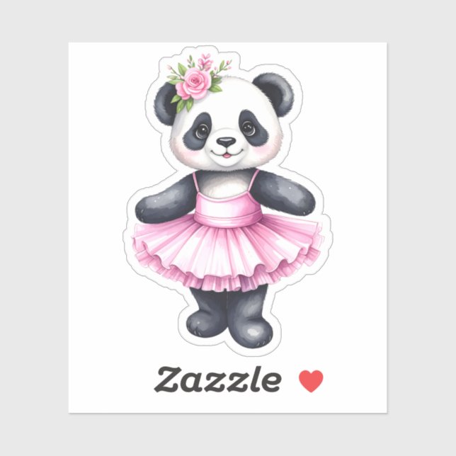 Pegatina Ballet de baile de panda lindo (Hoja)