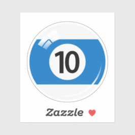 Pegatina Balón de billar número diez (10) azul blanco
