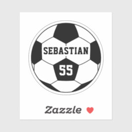 Pegatina Balón de fútbol con número de nombre personalizado
