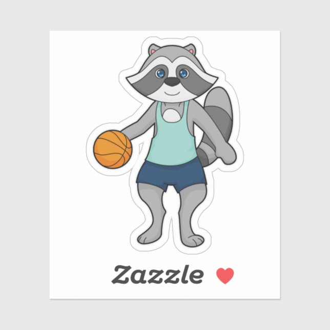 Pegatina Baloncestista Racoon (Hoja)
