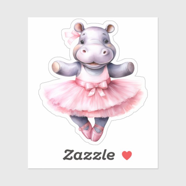 Pegatina Baloncesto de baile Cute hippo (Hoja)