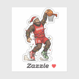 Pegatina Baloncesto de Bigfoot Sasquatch Navidad 2026 Holid