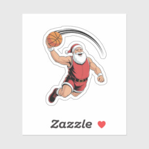 Pegatina Baloncesto navideño en el deporte de Santa Claus