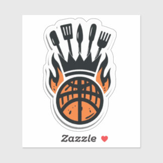 Pegatina Baloncesto y BBQ en el patio trasero