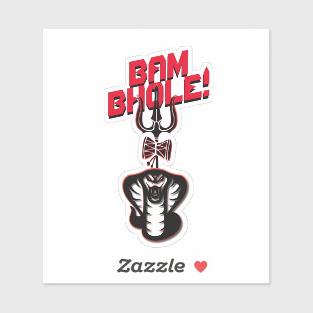 PEGATINA "BAM BHOLE" LORD SHIVA'S NAAG Y TRISHUL (Hoja)