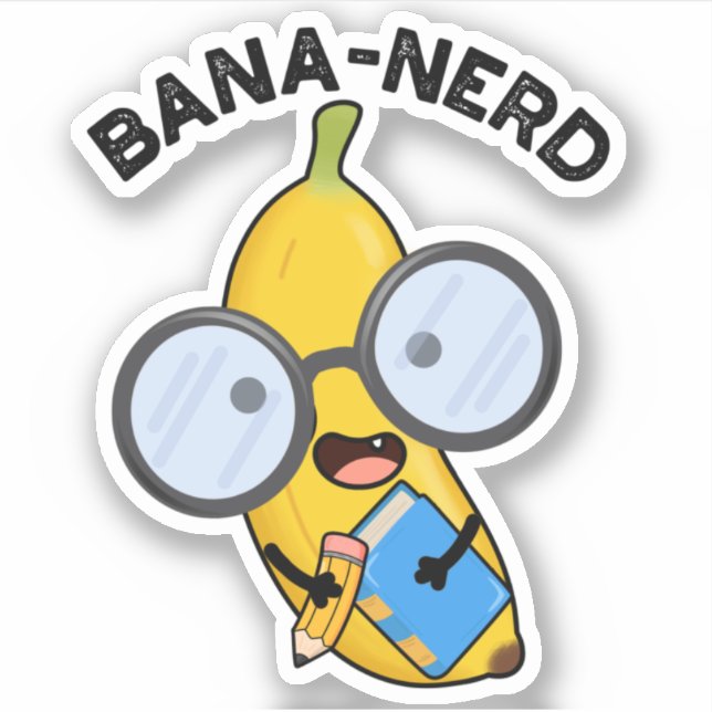 Pegatina Bana-nerd Fruit Funny Nerd Pun (Anverso)