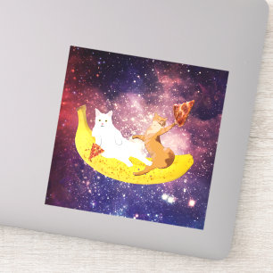Pegatina Banana de cabalgar gato en galaxia