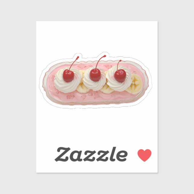 Pegatina Banana de crema batida con cerezas (Hoja)