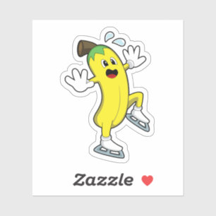 Pegatina Banana en patinaje sobre hielo con patines de hiel