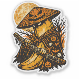 Pegatina Banana Ronin Halloween Night — Spooky Warrior Retr