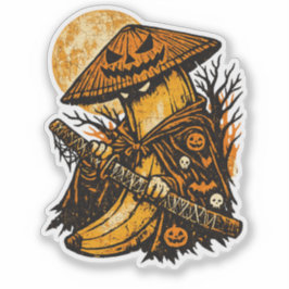 Pegatina Banana Ronin Noche de Halloween — Retrato de Guerr