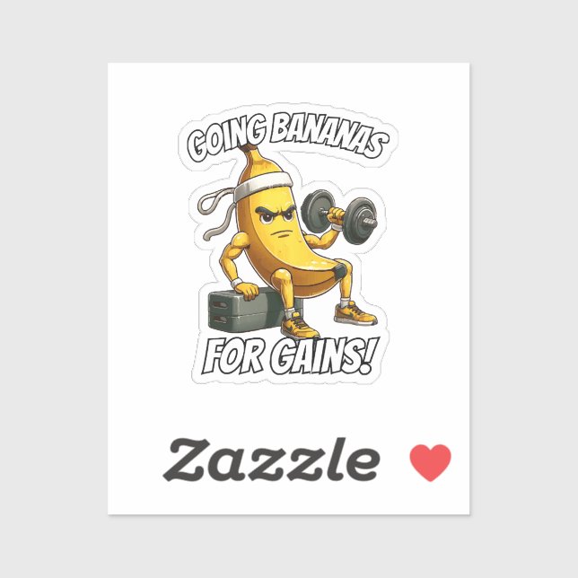 Pegatina banana trabajando (Hoja)