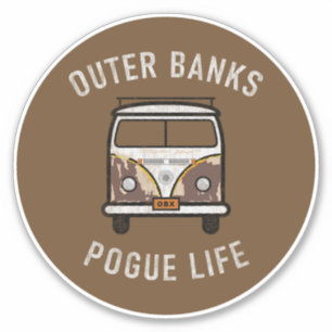 Pegatina Bancos exteriores Van Pogue Life OBX Vintage (Brow
