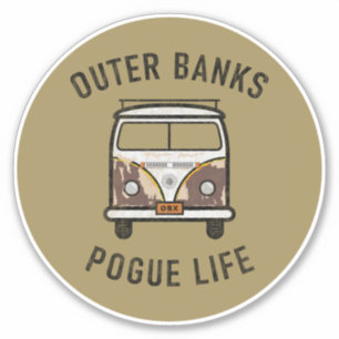 Pegatina Bancos Exteriores Van Pogue Life OBX Vintage (Oro)