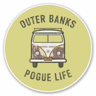 Pegatina Bancos Exteriores Van Pogue Life OBX Vintage (Sea