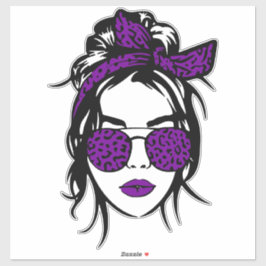 Pegatina Banda de impresión de leopardo morado y gafas