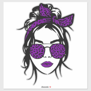 Pegatina Banda de impresión de leopardo morado y gafas