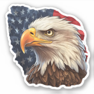 Pegatina Bandera americana águila calva
