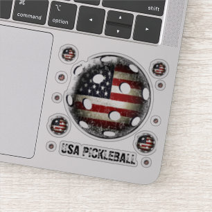 Pegatina Bandera americana apenada Pickleball de los