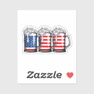 Pegatina Bandera Americana de Cerveza 4 de Julio Hombres Mu