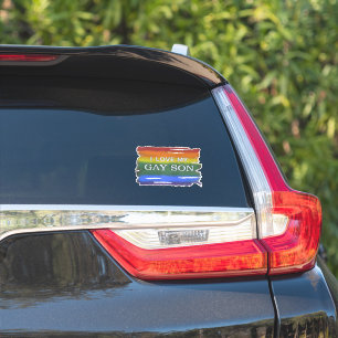Pegatina Bandera arco iris del orgullo gay que amo a mi hij