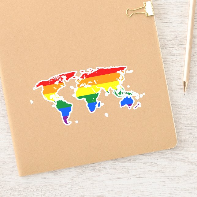 Pegatina Bandera arcoiris del mundo del orgullo gay (Cuaderno)