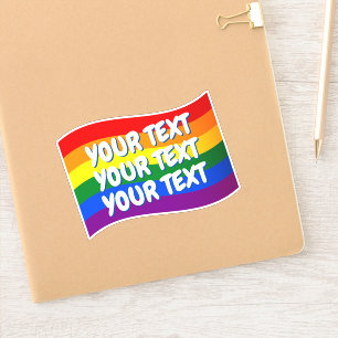 Pegatina Bandera arcoiris personalizado del Orgullo Gay tex