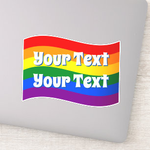 Pegatina Bandera arcoiris personalizado del Orgullo Gay tex