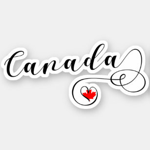 Pegatina Bandera canadiense del corazón de Canadá