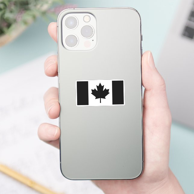 Pegatina Bandera canadiense en diseño gráfico negro (Teléfono)