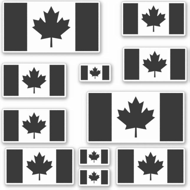 Pegatina Bandera canadiense múltiple en negro (Anverso)