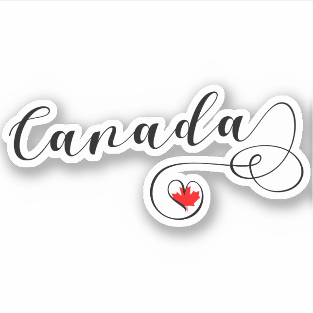 Pegatina Bandera cardíaca canadiense (Anverso)