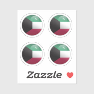 Pegatina Bandera circular brillante de Kuwait 