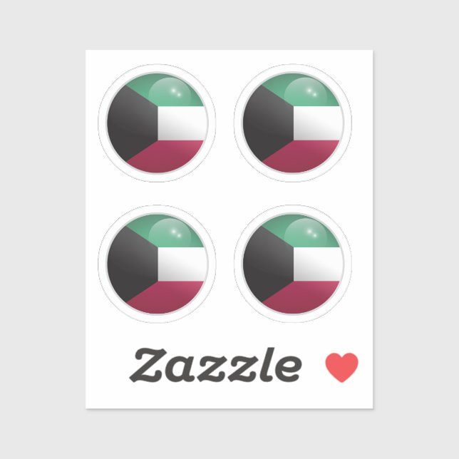 Pegatina Bandera circular brillante de Kuwait  (Hoja)