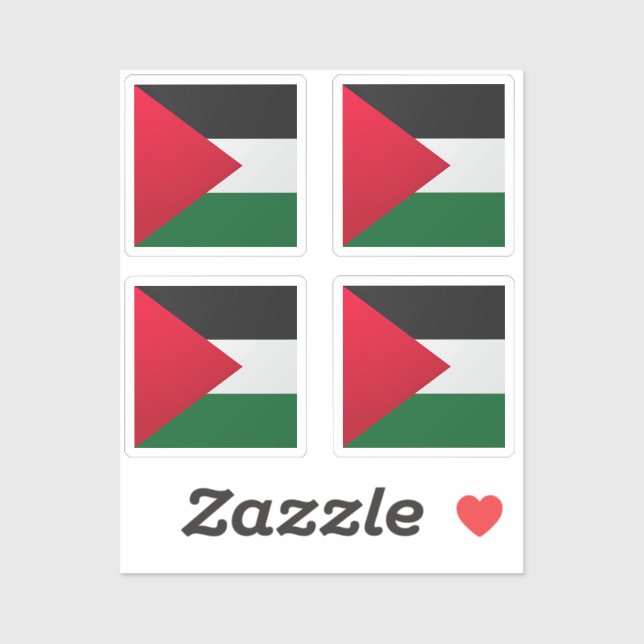 Pegatina Bandera cuadrada brillante de Palestina (Hoja)