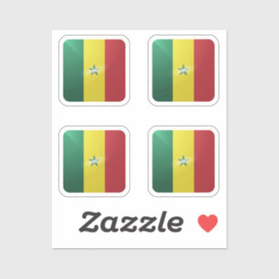 Pegatina bandera cuadrada brillante de Senegal