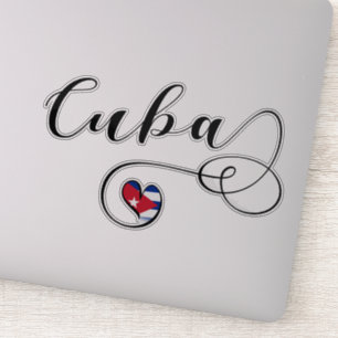 Pegatina Bandera cubana del corazón de Cuba