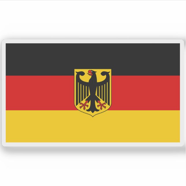 Pegatina Bandera de Alemania con escudo de armas (no oficia (Anverso)