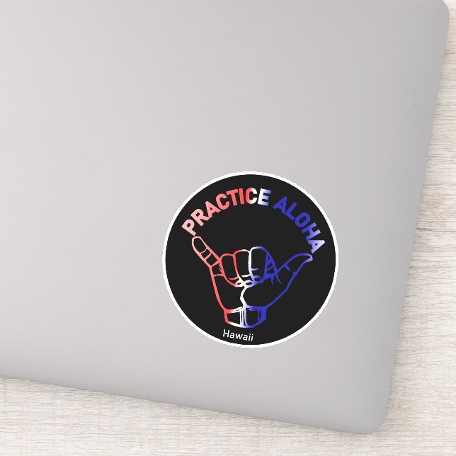 Pegatina Bandera de Aloha practicada en Hawaii Shaka (suelt (Detalle)