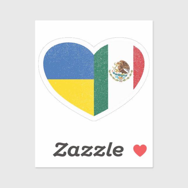Pegatina Bandera de amor al corazón mexicano de Ucrania en  (Hoja)