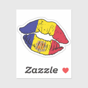 Pegatina Bandera de amor andorrana de pintalabios