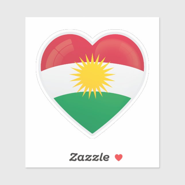 Pegatina Bandera de amor de Kurdistán (Hoja)