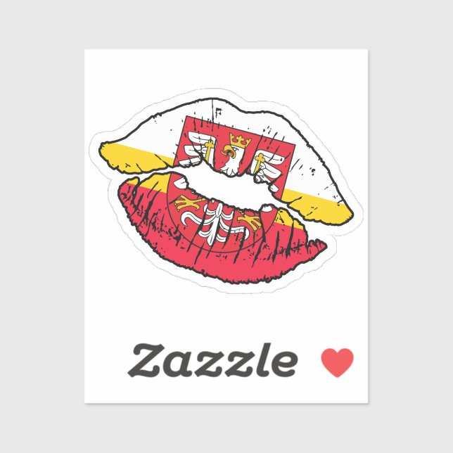 Pegatina Bandera de amor de pintalabios de Malopolska (Hoja)