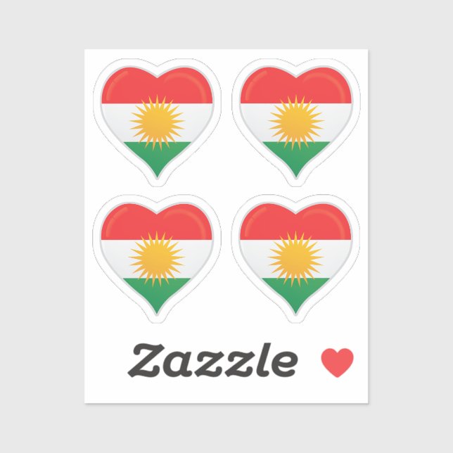 Pegatina bandera de amor kurdistán orgullo (Hoja)