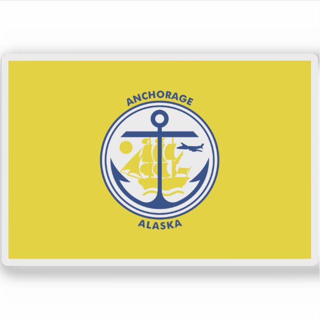 Pegatina Bandera de Anchorage, Alaska (Anverso)