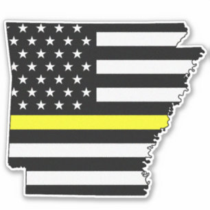 Pegatina Bandera de Arkansas de la línea amarilla delgada