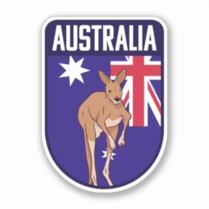 Pegatina Bandera de Australia con canguro - Australia Trave