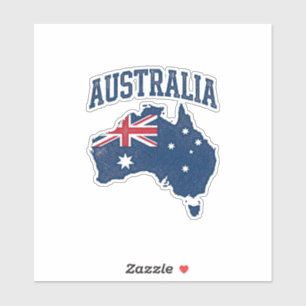 Pegatina Bandera de Australia Mapa Gráfico Antiguo Deterior