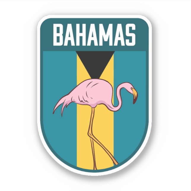 Pegatina Bandera de Bahamas con llamas - Viajes a Bahamas (Anverso)
