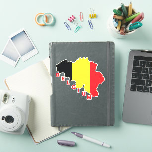 Pegatina Bandera de Bélgica en el mapa del país